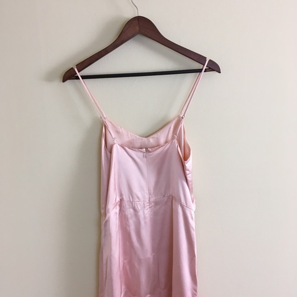 Jill Stuart Pink Satin Blush Slip Dress Strap 2 - Picture 2 of 5